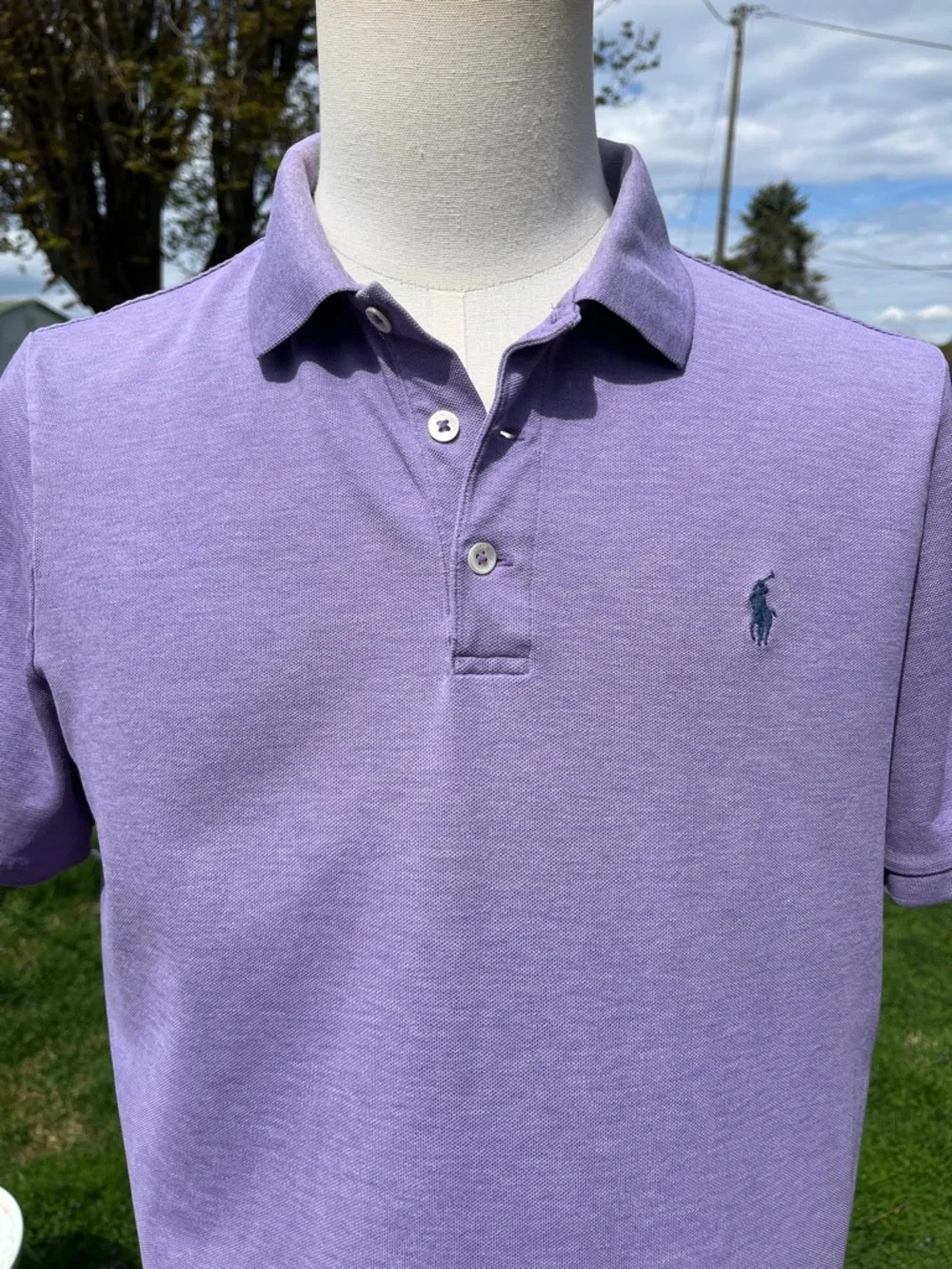 -Polo Ralph Lauren Lavender Polo Shirt Short Sleeve Men's Size Medium - Picture 3 of 14